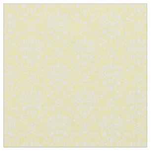 Butter Yellow and White Damask Fabric
