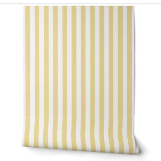 Butter Yellow and White Nursery Stripe Wallpaper