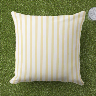 Butter yellow and white striped cushion
