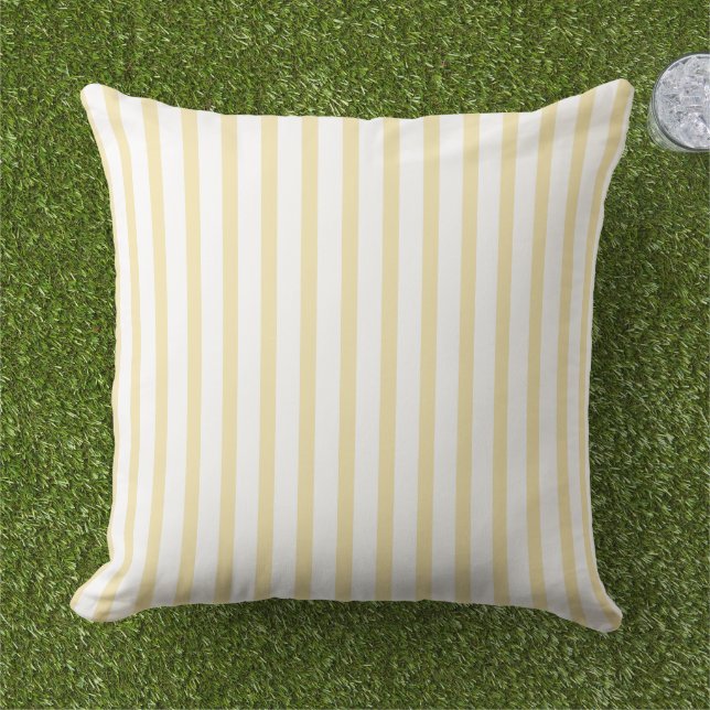 Butter yellow and white striped cushion (Grass)