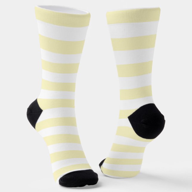 Butter Yellow and White Stripes Socks (Angled)