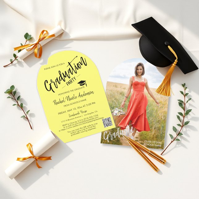 Butter Yellow Arch Photo Grad Invite (Creator Uploaded)
