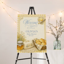 Butter Yellow Baby Shower Welcome Blue Gingham