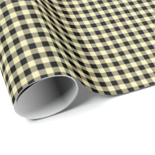 Butter Yellow   Black Gingham Wrapping Paper