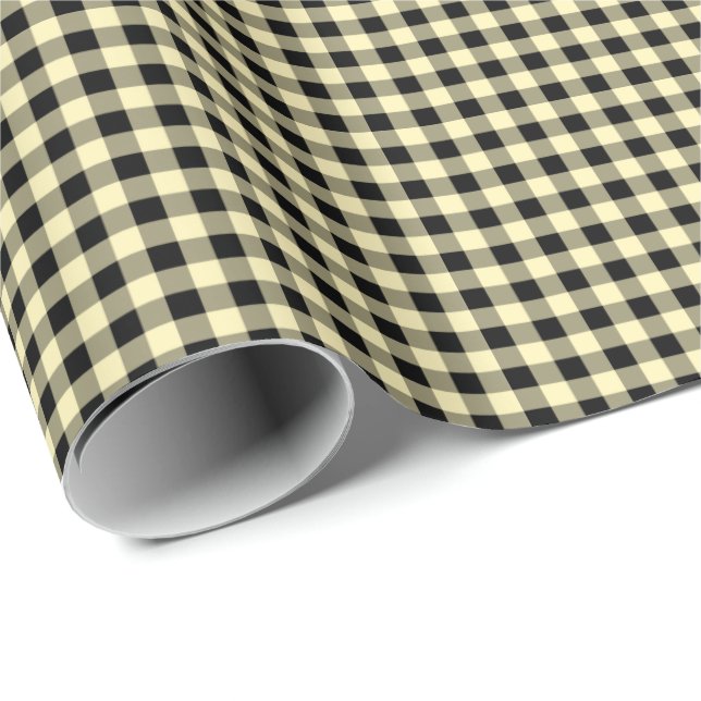 Butter Yellow | Black Gingham Wrapping Paper (Roll Corner)