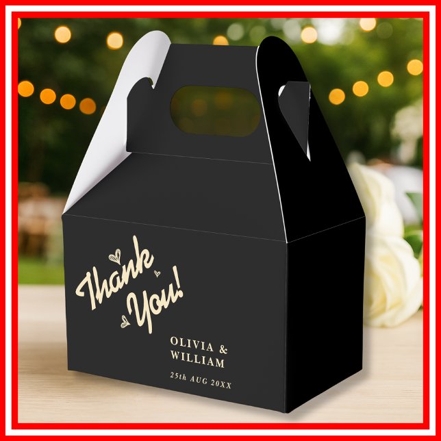 Butter Yellow Black Wedding Thank You Favour Box (Creator Uploaded)