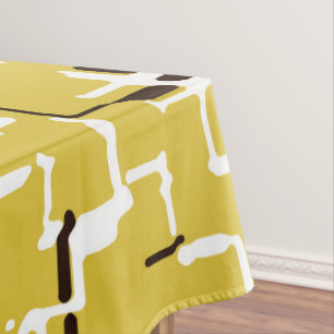 Butter Yellow Black White Modern Pattern Tablecloth