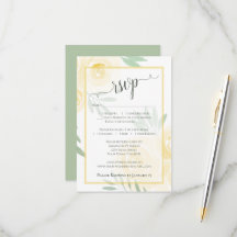 Butter Yellow Boho Chic Watercolor Roses Wedding