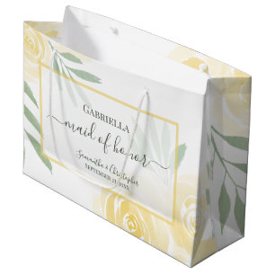 Butter Yellow Boho Roses Maid of Honour Wedding Large Gift Bag