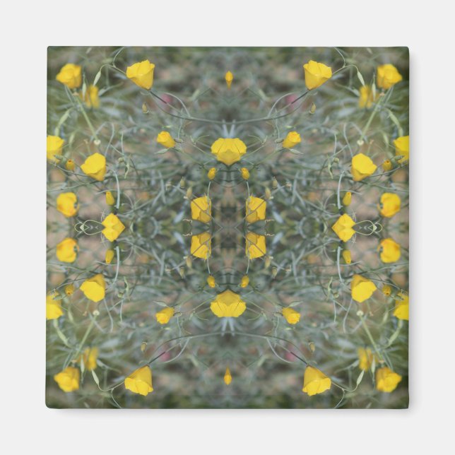 Butter Yellow California Poppy Pattern Magnet (Front)