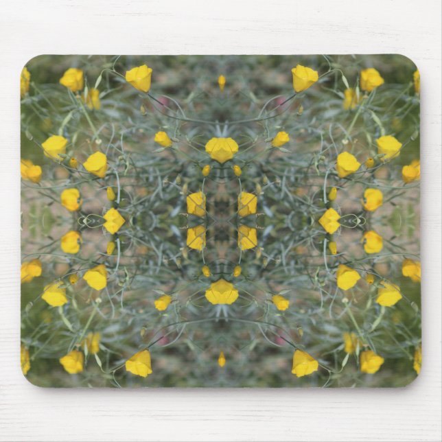 Butter Yellow California Poppy Pattern Mouse Pad (Front)
