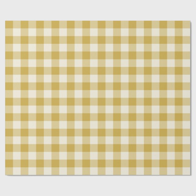 Butter Yellow Classic Chequered Gingham Wrapping Paper (Flat)