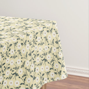 Butter Yellow Cream Modern Farmhouse Daisy Pattern Tablecloth