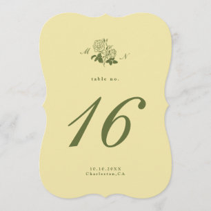 Butter Yellow Die Cut Wedding Table Number