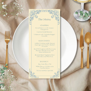 Butter Yellow Dusty Blue Elegant Wedding Menu