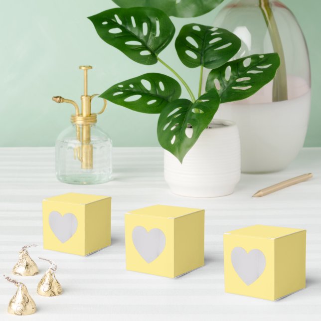 Butter Yellow Favour Boxes – Heart 2x2x2 Style (Multiple)