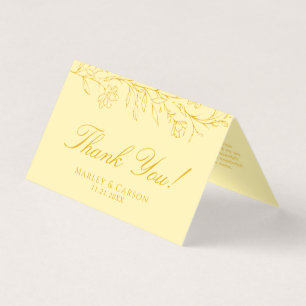 Butter Yellow Floral Wedding Folded Thank You Card