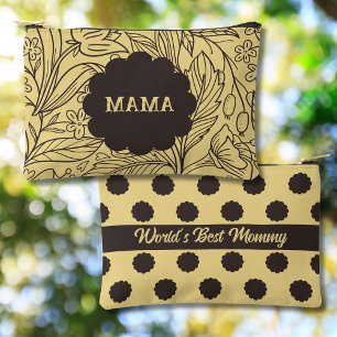 Butter Yellow Flower Print Personalised Cosmetic Accessory Pouch