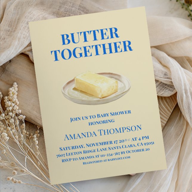 Butter Yellow Gingham Blue Boy Baby Shower Invitation (Creator Uploaded)