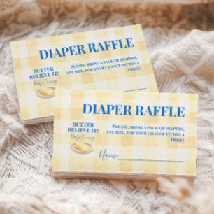 Butter Yellow Gingham Boy Baby Shower Diaper Enclosure Card