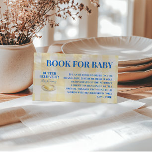 Butter Yellow Gingham Boy Book For Baby Shower Enclosure Card