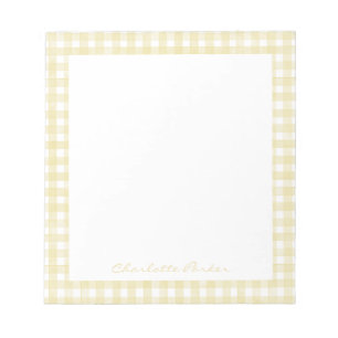 Butter Yellow Gingham Custom Name Notepad
