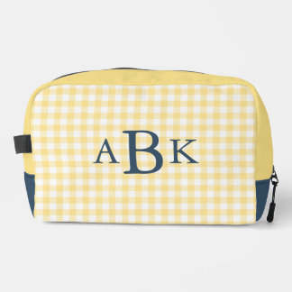 Butter Yellow Gingham Monogrammed Dopp Kit