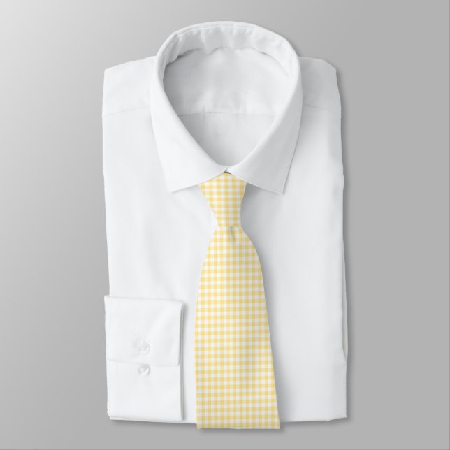 Butter Yellow Gingham Tie (Tied)