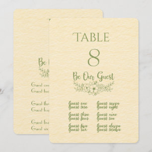 Butter Yellow & Green Table Number and Place Card