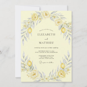 Butter Yellow Lemon Eucalyptus Wedding Invitation
