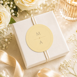 Butter Yellow Minimalist Wedding Favour Classic Round Sticker