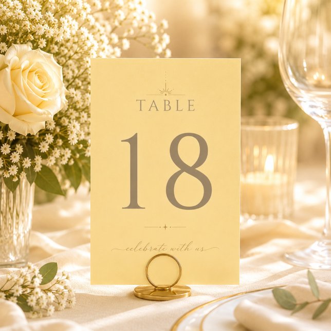Butter Yellow Modern Chic Wedding Table Number (Creator Uploaded)