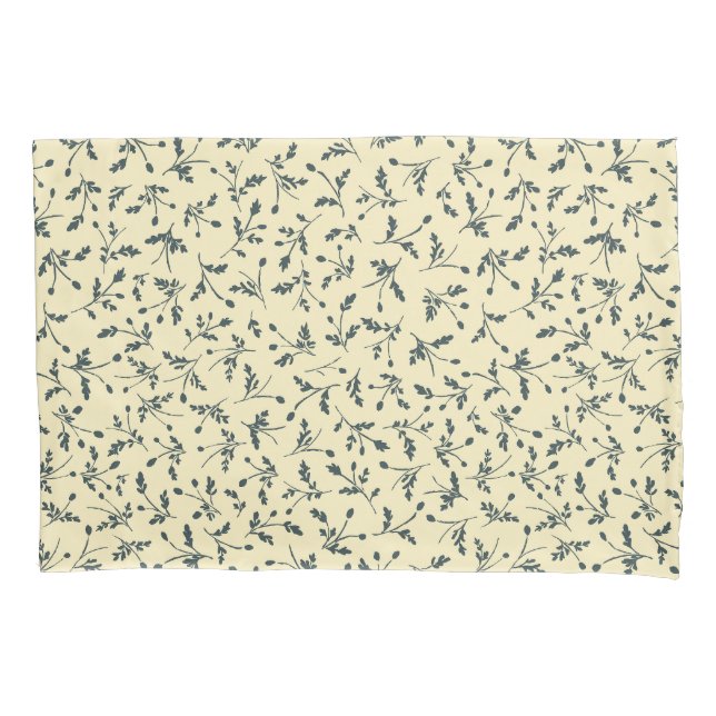 Butter Yellow Modern Farmhouse Daisy Buds Pattern Pillowcase (Front)