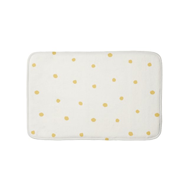 Butter Yellow Modern Farmhouse Polka Dot Pattern Bath Mat (Front)