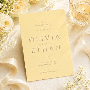 Butter Yellow Modern Wedding Save The Date