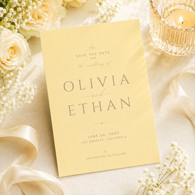 Butter Yellow Modern Wedding Save The Date (Creator Uploaded)