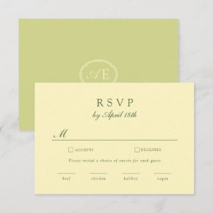 Butter Yellow Monogram Wedding RSVP Card