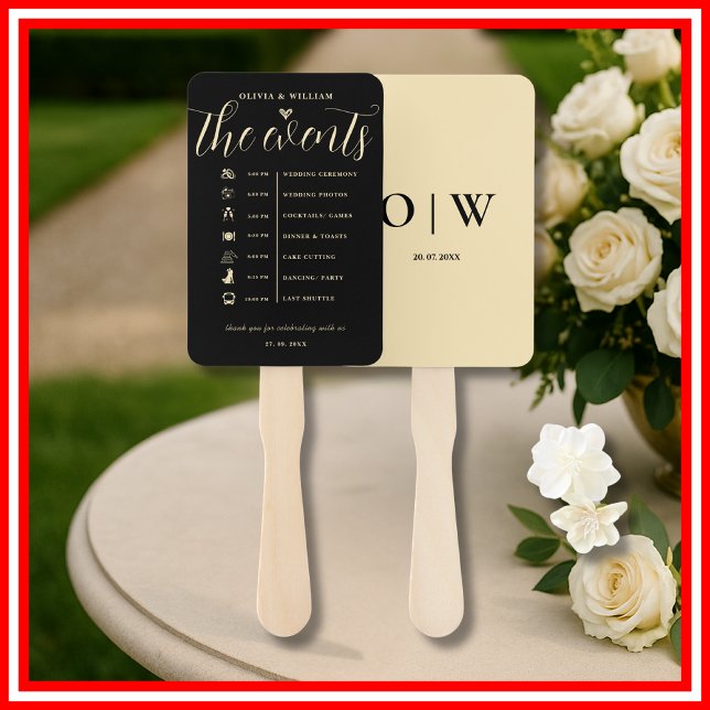 Butter Yellow Order of Events Wedding Program Hand Fan (Creator Uploaded)