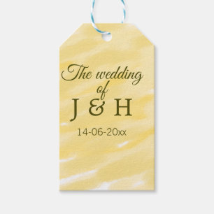 Butter yellow pastel the wedding of couple name le gift tags