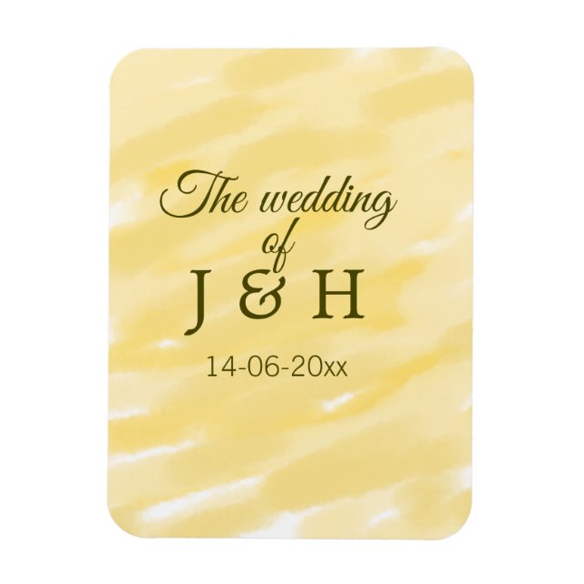 Butter yellow pastel the wedding of couple name le magnet (Vertical)