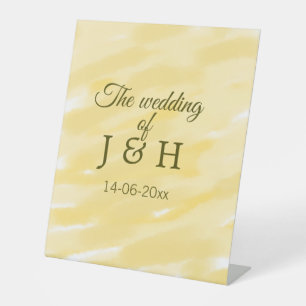 Butter yellow pastel the wedding of couple name le pedestal sign