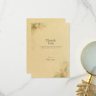 Butter Yellow Peach Ranunculus Thank You Card