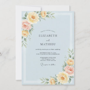 Butter Yellow Peony Wedding Invitation