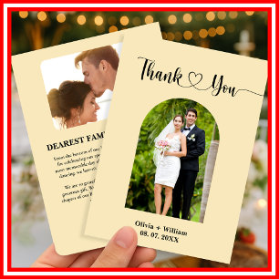Butter Yellow Photo Wedding Thank You Card