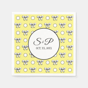 Butter Yellow Polka Dots White Bows Personalised Napkin