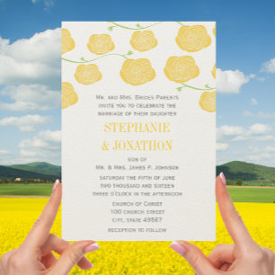 Butter Yellow Ranunculus Rose Wedding Invitation