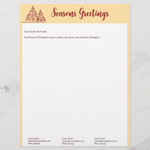 Butter Yellow Red Christmas Tree Letter 10 Photos Custom Letterhead