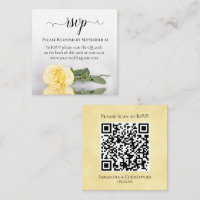 Butter Yellow Rose Elegant Wedding RSVP QR Code