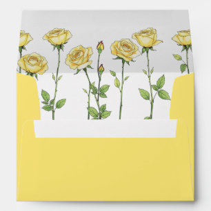Butter yellow rose flowers romantic floral wedding envelope