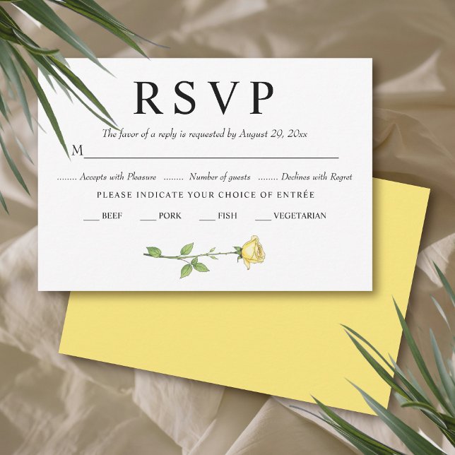 Butter yellow rose flowers romantic floral wedding RSVP card (Creator Uploaded)